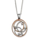 Sterling Silver & Rose Gold Interlocking Circles w/CZs Pendant